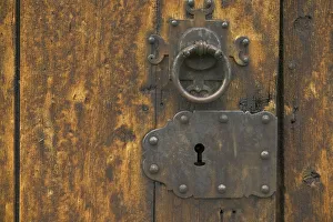 handle and lock on lom Stave Church lom norway from 1200AD handle and lock on lom Stave Church lom norway from 1200AD