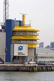 Harbor master control tower at the Port of Rotterdam, Netherlands Harbor master control tower at the Port of Rotterdam, Netherlands
