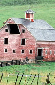 Historic barn, circa 1915; Wallowa county, Oregon; rural; farm; red; cupola Historic barn, circa 1915; Wallowa county, Oregon; rural; farm; red; cupola