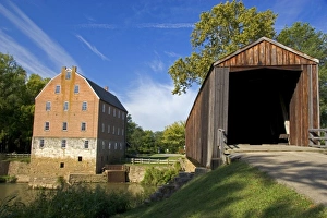 Historic Grist Mill and covered bridge in Burfordville, Missouri Historic Grist Mill and covered bridge in Burfordville, Missouri