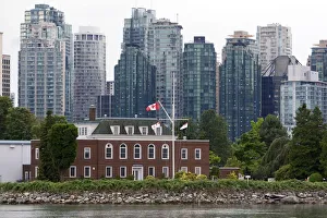 HMCS Discovery naval station/museum located on Deadmans Island in Coal Harbour at HMCS Discovery naval station/museum located on Deadmans Island in Coal Harbour at