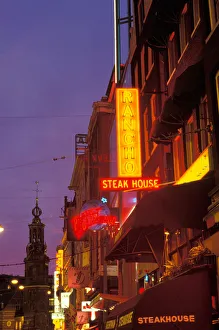 Holland, Amsterdam, Reguliersbreestraat at dusk Holland, Amsterdam, Reguliersbreestraat at dusk