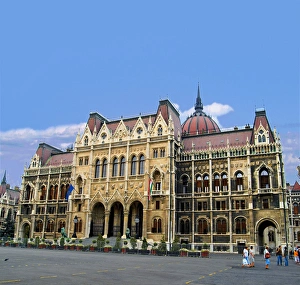 Hungary, Budapest, Parliament Building, view of the back Hungary, Budapest, Parliament Building, view of the back