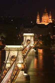 HUNGARY-Budapest: Szechenyi (Chain) Bridge & St. Stephens Basilica from Castle HUNGARY-Budapest: Szechenyi (Chain) Bridge & St. Stephens Basilica from Castle