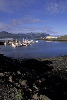 Iceland, Djupivogur Mouth of Berufjordur River and harbor Iceland, Djupivogur Mouth of Berufjordur River and harbor