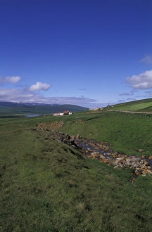 Iceland, North Central Iceland Heidarbraut Farm with colorful mountains and river Iceland, North Central Iceland Heidarbraut Farm with colorful mountains and river