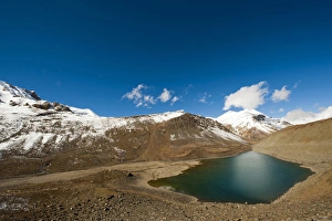 India, Ladakh, scenic landscape with green lake in the Himalayas India, Ladakh, scenic landscape with green lake in the Himalayas