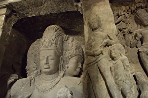 India, Mumbai (aka Bombay). Gharapuri Island, Mount Kailash, 7th century Elephanta Caves India, Mumbai (aka Bombay). Gharapuri Island, Mount Kailash, 7th century Elephanta Caves