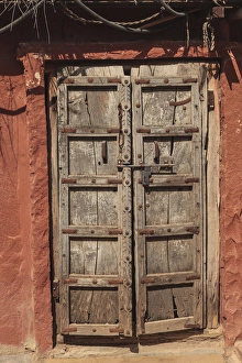 India, Rajasthan, Jodhpur, Bishnoi Village. Door on traditional Bishnoi structure India, Rajasthan, Jodhpur, Bishnoi Village. Door on traditional Bishnoi structure