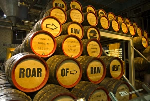 IRELAND, Dublin. Guinness Storehouse. Beer barrels IRELAND, Dublin. Guinness Storehouse. Beer barrels