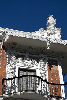 Ironwork balcony on the Casa de Alfenique in the city of Puebla, Puebla, Mexico Ironwork balcony on the Casa de Alfenique in the city of Puebla, Puebla, Mexico