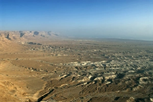 Israel, Judean Desert, Dead Sea. The view north across the Judean Desert from the Israel, Judean Desert, Dead Sea. The view north across the Judean Desert from the
