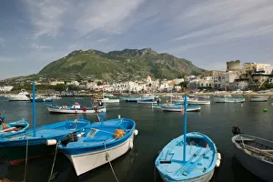 ITALY, Campania, (Bay of Naples), ISCHIA, FORIO: Town View from Fishing Port / Daytime ITALY, Campania, (Bay of Naples), ISCHIA, FORIO: Town View from Fishing Port / Daytime