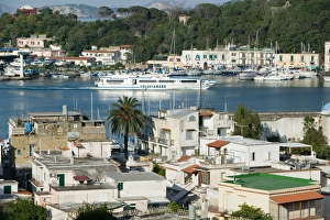 ITALY-Campania-(Bay of Naples)-ISCHIA-ISCHIA PORTO:Town & Port View / Late Afternoon ITALY-Campania-(Bay of Naples)-ISCHIA-ISCHIA PORTO:Town & Port View / Late Afternoon
