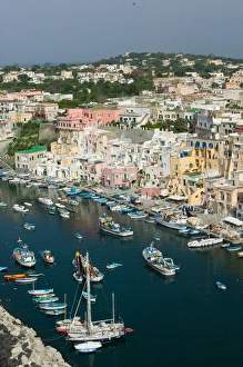 ITALY-Campania-(Bay of Naples)-PROCIDA-CORRICELLA:Town view of CORRICELLA port ITALY-Campania-(Bay of Naples)-PROCIDA-CORRICELLA:Town view of CORRICELLA port