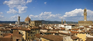 Italy, Florence. Panorama view of the citys rooftops and skyline Italy, Florence. Panorama view of the citys rooftops and skyline