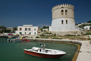 Italy, Puglia, Torre San Giovanni, Town View from the Seashore Italy, Puglia, Torre San Giovanni, Town View from the Seashore