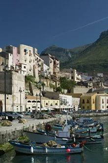 Italy, Sicily, Scopello, Castellamare del Golfo, Town View from Port Italy, Sicily, Scopello, Castellamare del Golfo, Town View from Port