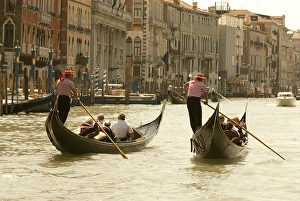 Italy; Venice. Tourist ride in gondolas on the Grand Canal in Venice Italy; Venice. Tourist ride in gondolas on the Grand Canal in Venice