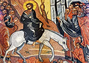 Jesus Christ Palm Sunday Donkey Mosaic Saint Georges Greek Orthodox Church Madaba Jordan Jesus Christ Palm Sunday Donkey Mosaic Saint Georges Greek Orthodox Church Madaba Jordan