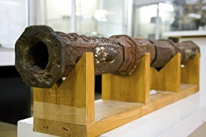 Jordan, Amman. Bronze cannon, Mamluk Period, 13th Century AD, National Archeological Museum Jordan, Amman. Bronze cannon, Mamluk Period, 13th Century AD, National Archeological Museum