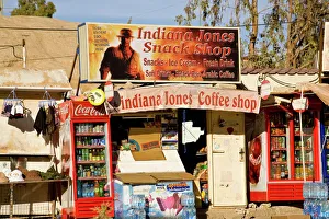 JORDAN, Petra. Indiana Jones-themed snack and coffee shop near the entrance to Petra JORDAN, Petra. Indiana Jones-themed snack and coffee shop near the entrance to Petra