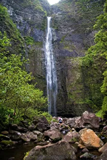 Kauai, Hawaii. The Hanakapiai Falls is a great stop for those wishing to only hike Kauai, Hawaii. The Hanakapiai Falls is a great stop for those wishing to only hike