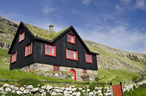 Kingdom of Denmark, Faroe Islands (aka Foroyar). Historic outdoor museum, Kirkjubor Village Kingdom of Denmark, Faroe Islands (aka Foroyar). Historic outdoor museum, Kirkjubor Village