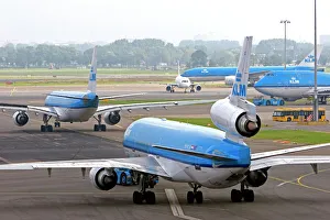 KLM airplanes at the Schiphol Airport in Amsterdam, Netherlands KLM airplanes at the Schiphol Airport in Amsterdam, Netherlands