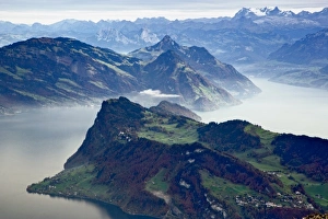Lake Lucerne surrounded by the Alps and rural countryside viewed from atop Pilatus Lake Lucerne surrounded by the Alps and rural countryside viewed from atop Pilatus