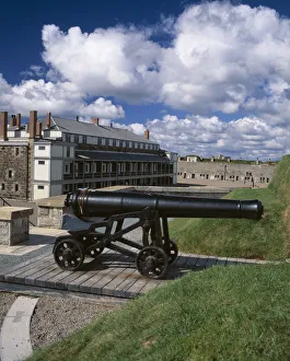 A large canon on display at the19th century British fort, The Citadel Nat'l Historic Site A large canon on display at the19th century British fort, The Citadel Nat'l Historic Site