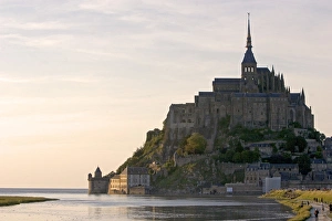 Le Mont Saint Michel at sunset in the region of Basse-Normandie, France Le Mont Saint Michel at sunset in the region of Basse-Normandie, France