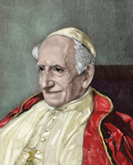 Leo XIII (1810-1903). Italian Pope (1878-1903), named Vincenzo Gioacchino Pecci. Engraving Leo XIII (1810-1903). Italian Pope (1878-1903), named Vincenzo Gioacchino Pecci. Engraving