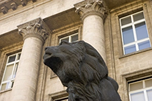 One of the lion statues in front of Sofia City Court (SSC), Bulgaria One of the lion statues in front of Sofia City Court (SSC), Bulgaria