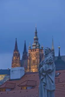 Little Quarter Side view of Charles Bridge, Prague Castle in right side background Little Quarter Side view of Charles Bridge, Prague Castle in right side background