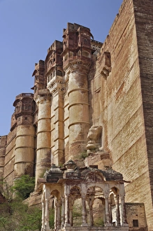 Low angle view of Mehrangarh Fort, Jodhpur, India Low angle view of Mehrangarh Fort, Jodhpur, India