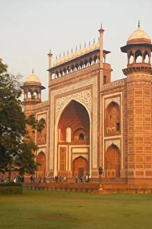Main entrance to the Taj Mahal, Agra, Uttar Pradesh, India Main entrance to the Taj Mahal, Agra, Uttar Pradesh, India