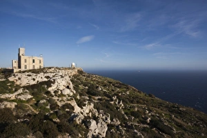 Prints of Malta, Central, Dingli, Dingli Cliffs, coastal cliff view, elev. 220 meters, sunset Images Dated 2010 March: Malta Dingli Cliffs Print