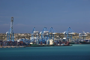 Malta, Southeast, Marsaxlokk, Malta Freeport, Marsaxlokk Bay Malta, Southeast, Marsaxlokk, Malta Freeport, Marsaxlokk Bay