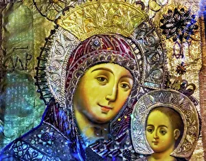Mary Jesus Icon Greek Orthodox Church of the Nativity Altar Nave Bethlehem West Bank Mary Jesus Icon Greek Orthodox Church of the Nativity Altar Nave Bethlehem West Bank