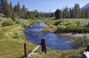 A meandering stream flows through Hope Valley along California state highway 89 near A meandering stream flows through Hope Valley along California state highway 89 near