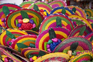 Mexico, Cozumel, colrful woven fans, Mexican souvenir Mexico, Cozumel, colrful woven fans, Mexican souvenir