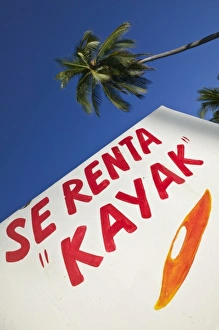 Mexico, Guerrero, Barra de Potosi. Kayak Rental Sign Mexico, Guerrero, Barra de Potosi. Kayak Rental Sign