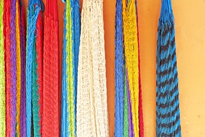 Mexico, Jalisco. Colorful hammocks sold by street vendors Mexico, Jalisco. Colorful hammocks sold by street vendors