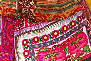 Mexico, Jalisco. Textiles for sale at street market Mexico, Jalisco. Textiles for sale at street market
