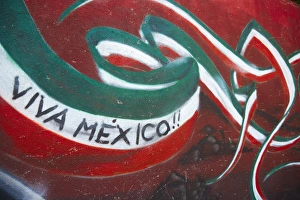 Mexico. Wall painted to celebrate colors of Mexican flag Mexico. Wall painted to celebrate colors of Mexican flag