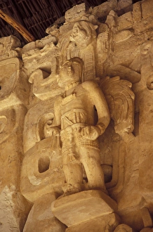 Mexico, Yucatan. Stucco bas-reliefs on the front facade of La Torre; Ek Balam ruins Mexico, Yucatan. Stucco bas-reliefs on the front facade of La Torre; Ek Balam ruins