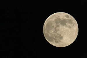 Full moon with yellowish hue to right of frame Full moon with yellowish hue to right of frame