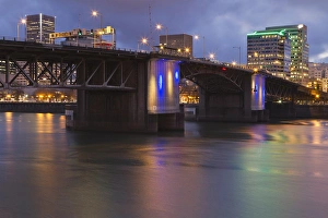 The Morrison bridge over the Willamette river, Portland, Oregon The Morrison bridge over the Willamette river, Portland, Oregon