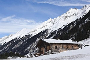 Mountain hut or alpe during winter in the National Park Hohe Tauern in Austria. Europe Mountain hut or alpe during winter in the National Park Hohe Tauern in Austria. Europe